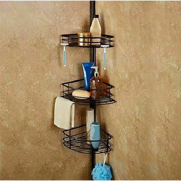 New Spa Creations Oversized Rust Resistant 3Tier Pole Shower Caddy