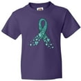 thumbnail image 3 of Inktastic Ovarian Cancer Awareness Teal Ribbon Made of Hearts Youth T-Shirt, 3 of 5