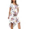 thumbnail image 1 of CALIPESSA Women's Summer White Floral Print Maternity Empire Waist Loose Swing Pregnancy Casual Midi Dress, 1 of 5