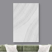 PixonSign Canvas Wall Art Gray White Paint Stroke Stripe Circles Abstract Print Minimalism Contemporary Nordic Relax/Calm Decoration for Living Room, Bedroom, Office - 24"x36"