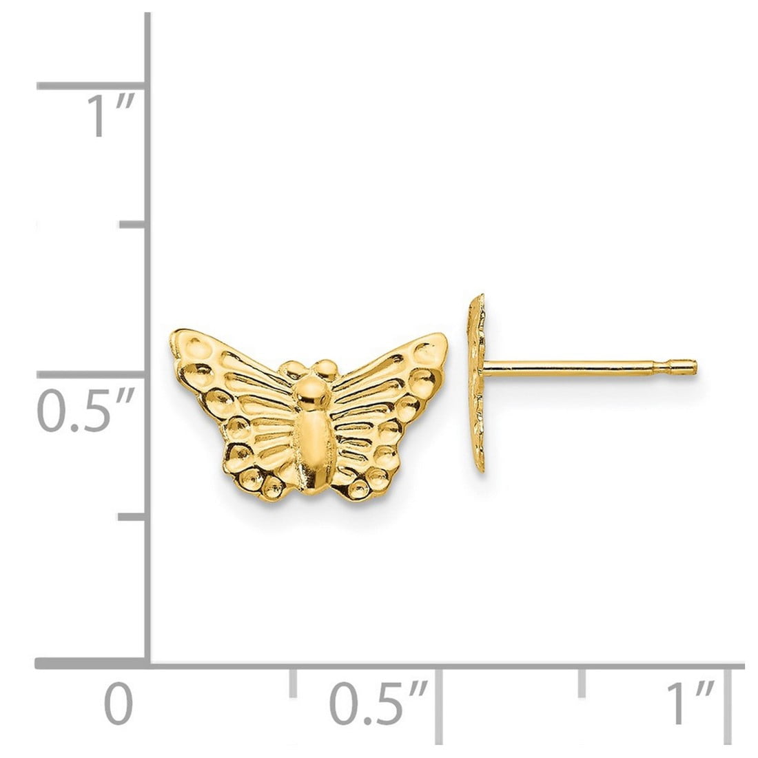 14k Yellow Gold Polished Butterfly Angel Wings Post Earrings 12x8mm Wide Stud Earring for Women