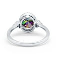 thumbnail image 3 of Halo Art Deco Oval Engagement Ring Rainbow CZ 925 Sterling Silver Size 10, 3 of 6