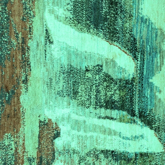 Ahgly Company Indoor Square Abstract Turquoise Blue Modern Area Rugs, 4' Square