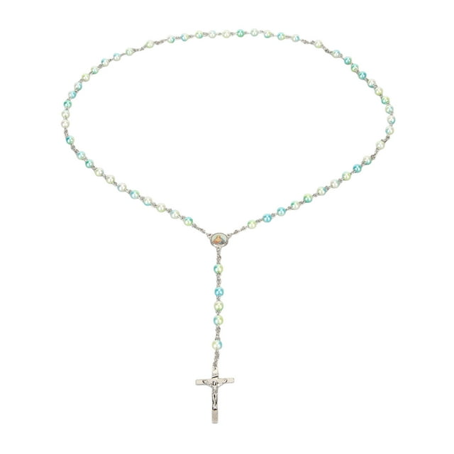 Collar de cuentas de rosario Ticfox cruzado de acrílico para mujeres y hombres