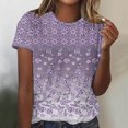 thumbnail image 1 of Fiudx Tops para Mujer Top de Manga Corta con Cuello Redondo y Estampado Informal para Mujer, 1 of 4