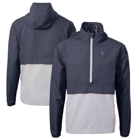 Men s Cutter & Buck Navy/Gray Seattle Mariners Charter Eco Recycled Half-Zip Anorak Jacket