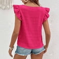 thumbnail image 6 of Baywell Women's Summer Pleated Squre Neck Double Ruffle Sleeve Casual Top for Women S-XXL, 6 of 8