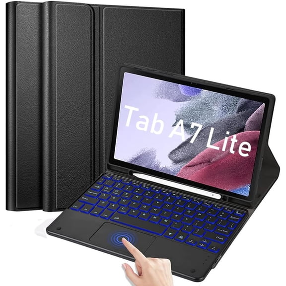 Black PU Leather Backlit Keyboard Folio with Touchpad for Samsung Galaxy Tab A7 Lite 8.7" 2021 (SM-T220/T225)