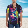 thumbnail image 4 of Balery Neon Pop Art Pitbull Print Men's Hawaiian Shirts Short Sleeve Beach Shirt Relaxed Fit Vacation Button Down Shirts-XX-Large, 4 of 9