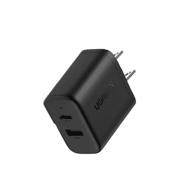 Cargador 2 en 1 Ugreen Carga Rápida 20W Negro 1 USB C, 1 USB A