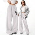thumbnail image 7 of shoper Girls Baggy Sweatpants Bow Drawstring Wide Leg Y2K Sweat Pants Elastic Waist Workout Athletic Trousers 4-16 Years Light Gray, 7 of 7