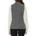 thumbnail image 3 of INSPIRE CHIC Women's Plaid Tweed Lapel Open Front Sleeveless Blazer Vest Jacket with Pocket XS Black, 3 of 7