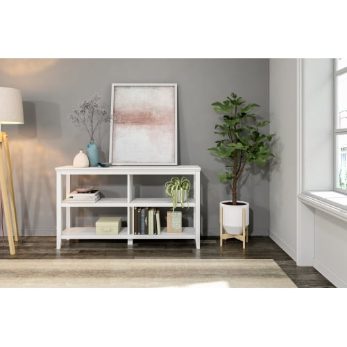 Edenton Wood Low Bookshelf with 2 Shelves; White