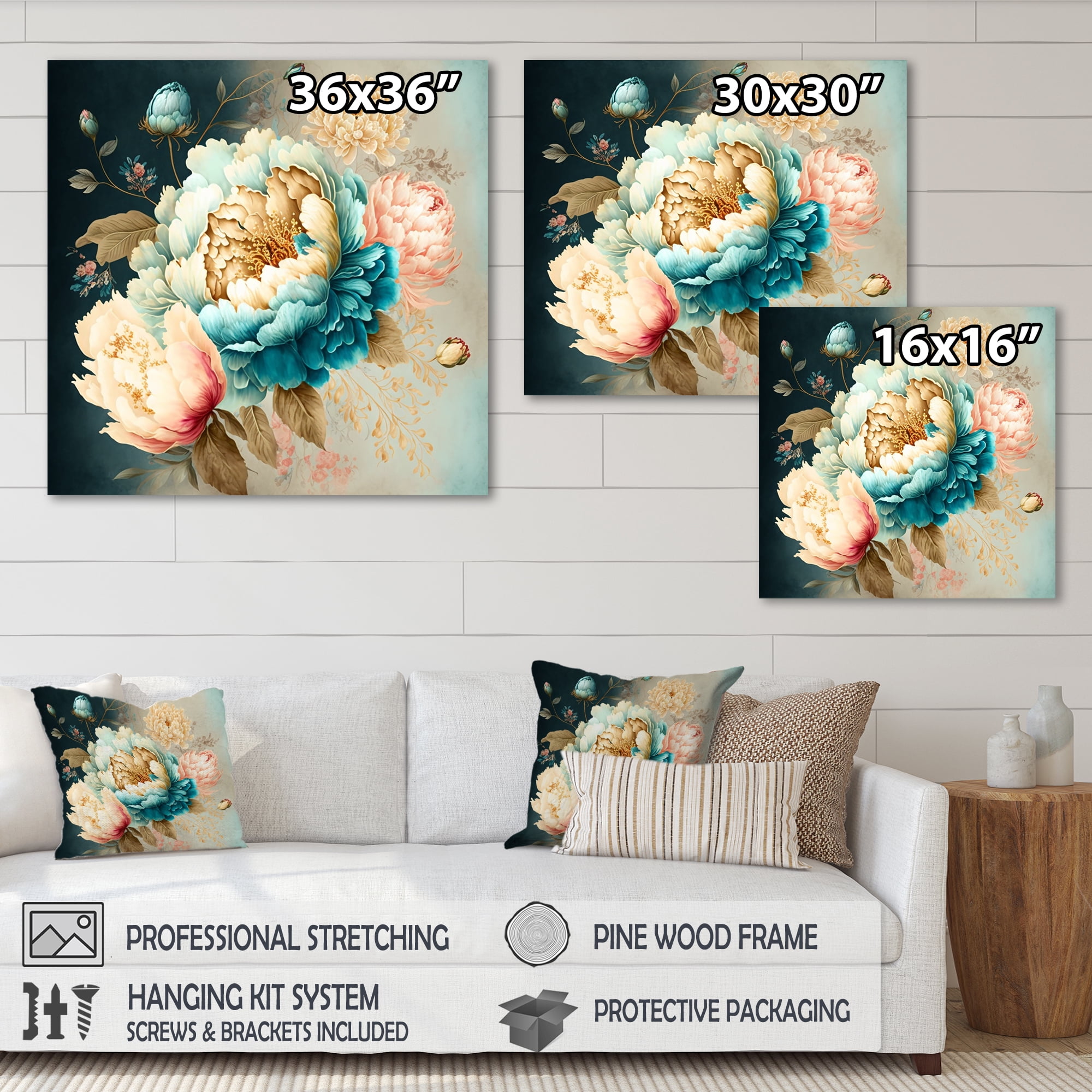 Designart Multi-Color Blooming Flowers III Canvas Wall Art