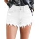 thumbnail image 1 of Pantalones cortos MODARANI de mezclilla blanca desgastada con corte para mujer, 1 of 4