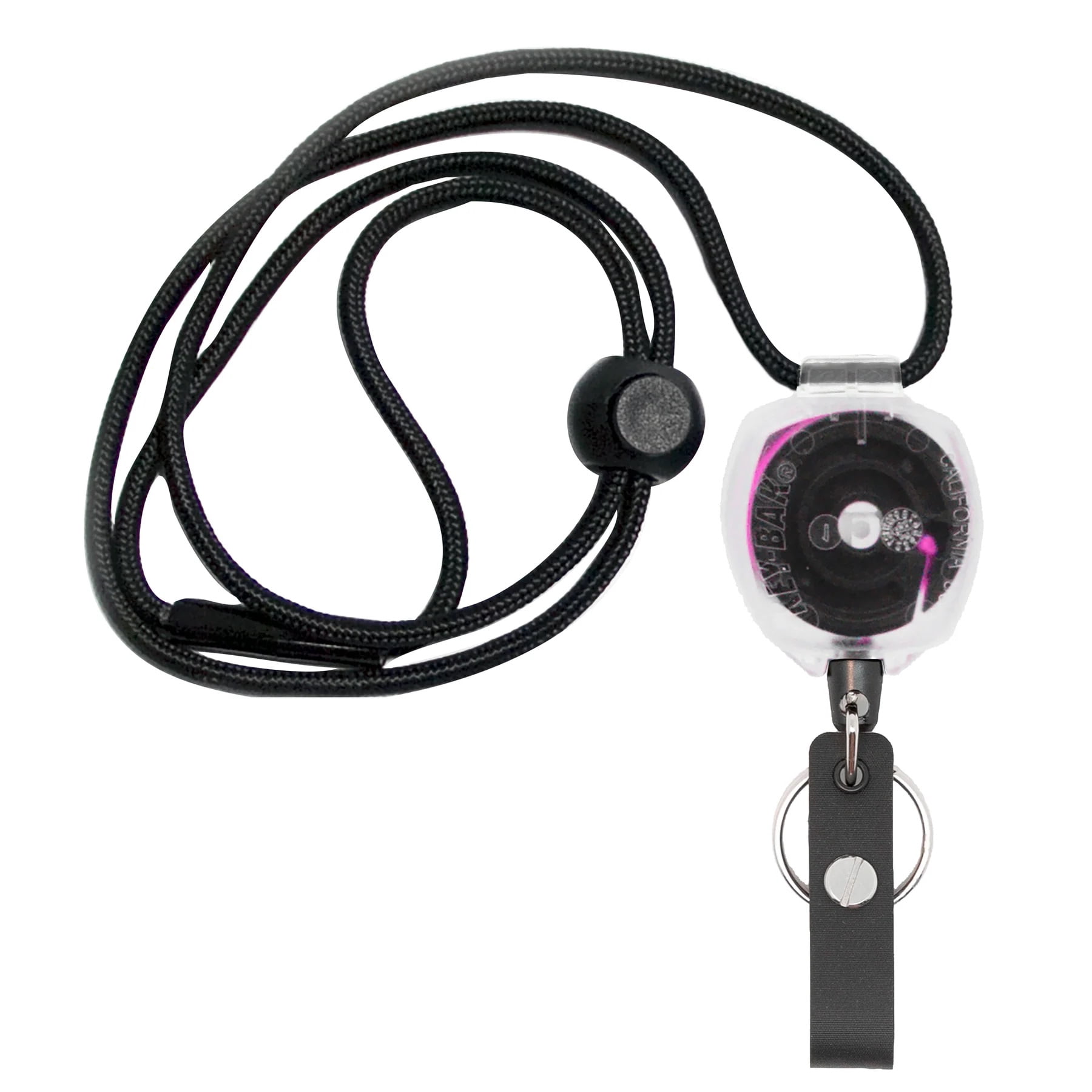 KEY-BAK Super Duty Lanyard Badge ID Holder & Clear Sidekick Retractable Keychain with Lanyard- Pink