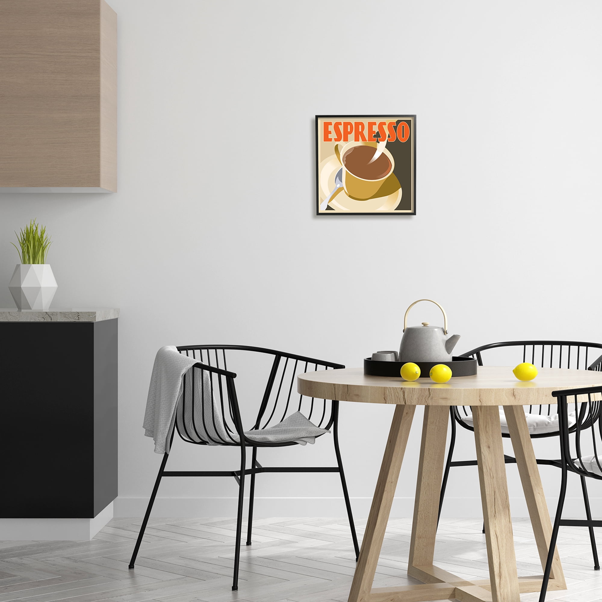 Stupell Industries Vintage Espresso Drink Food & Beverage Painting Black Framed Art Print Wall Art, 12 x 12