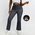 thumbnail image 2 of HVOBTTY Women's Plus Size Casual Solid Color High Waisted Highly Stretchy Versatile Flare Leg Imitation Denim Pants Everyday Wear Jeans, 2 of 5