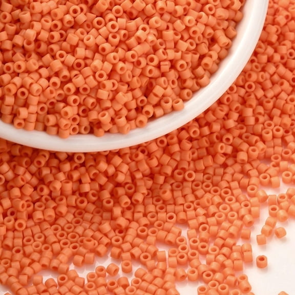 Cylinder Seed Beads Frosted Colors Uniform Size Orange 2x1.3~1.5mm Hole: 0.8~1mm 888pcs/10g