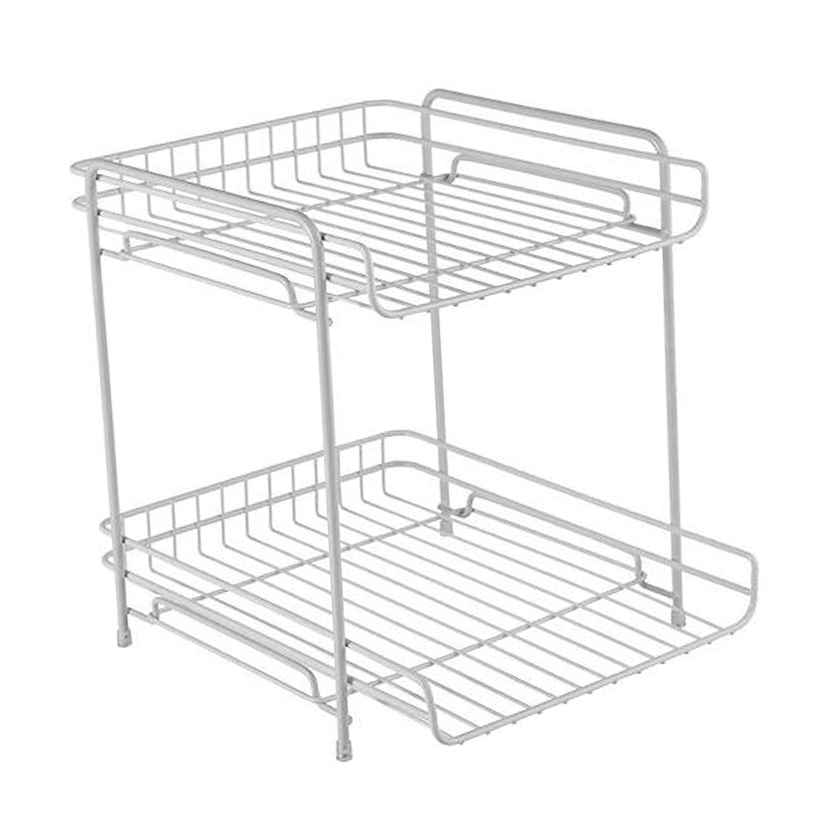Fiocias Cabinet Organizer Spice Rack Display Shelf Mesh 2 Saving Multipurpose Under Sink White