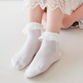 thumbnail image 3 of Hjtefg Girls Lace Socks - Half Knee High Tube Socks, Breathable Mesh Ankle Stockings,Cute Dress Socks for Kids,Color: White Size: 0-1 Years, 3 of 4