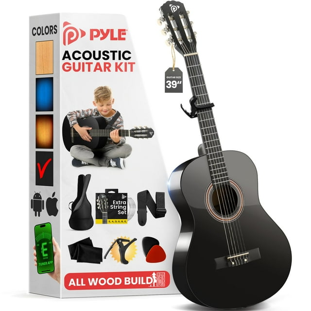 Guitarra acústica Pyle Beginner 4/4 de tamaño completo con accesorios