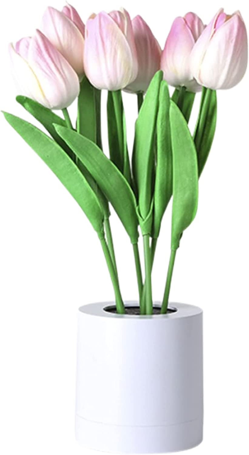 Lampe de Chevet Rechargeable à LED Tulipe Simulation Fleur Ensemble Lampe Imitation Chambre Dortoir Décorative Atmosphère Lampe de Table