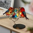 thumbnail image 5 of Lilixerw Stained Glass 3 Birds on Branch,Handcrafted Metal Bird Figurine Desktop Spring Ornament,Colorful Home Decor Art Gift for Office Desk,Living Room,7.1 x 5.5 in,Multicolor, 5 of 8