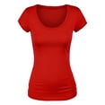 thumbnail image 4 of Essential Basic Scoop Neck Short Sleeve Basic Tee - 3 Pack - Wht, Navy, Red, Medium, 4 of 5