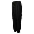 thumbnail image 6 of felwors Women's Fleece Cargo Sweatpants Y2k Comfy Casual Baggy Sweat Pants Warm High Waist Workout Jogger Pants with Pockets Black, XXL, 6 of 8