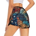 thumbnail image 4 of Picia Stained Glass Eagle USA Pattern Women's 2 in 1 Athletic Running Shorts High Waisted Workout Casual Gym Sweat Shorts with Comfy Liner Zipper Pockets-XX-Large, 4 of 9