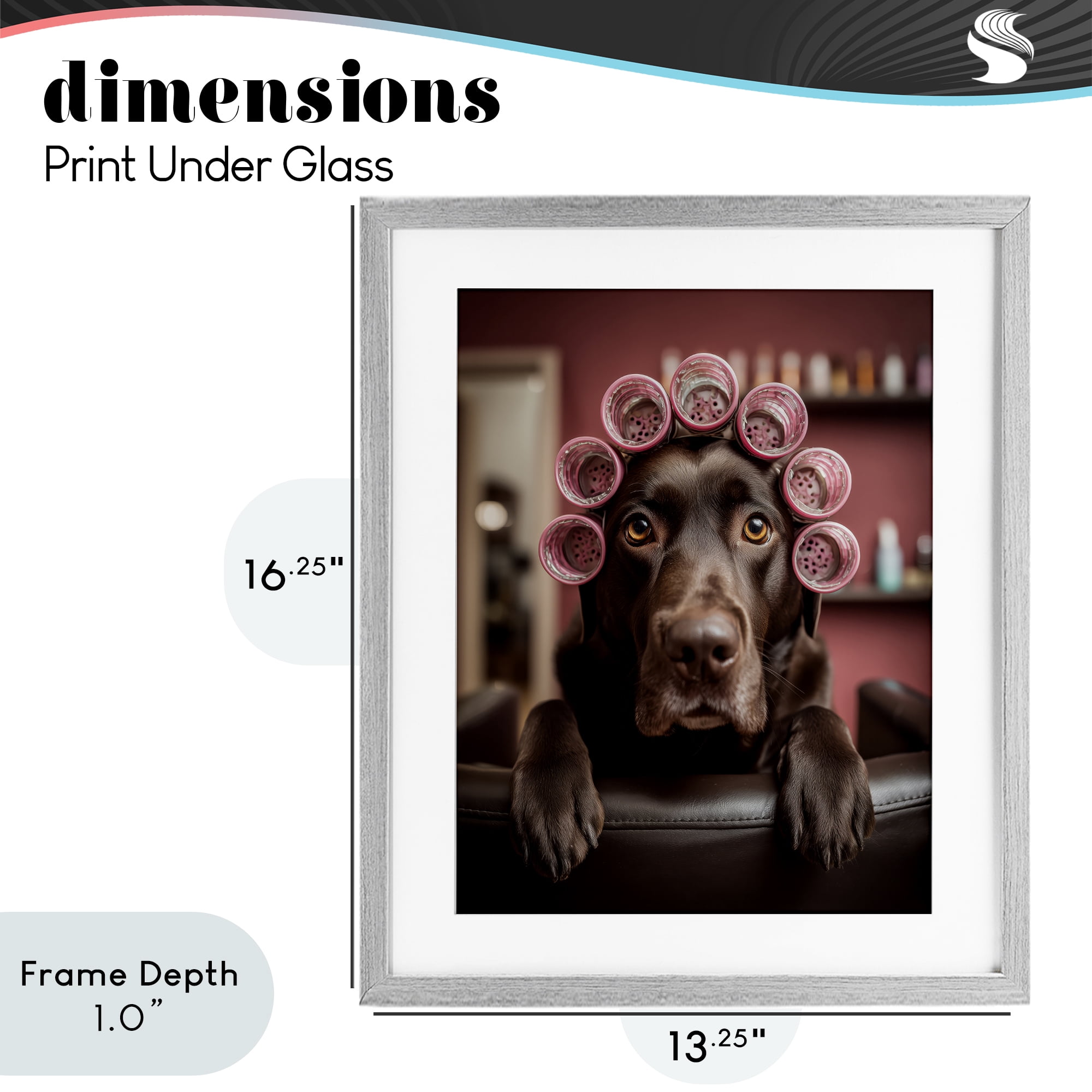 Stupell Industries Dog at Salon with Curlers Gray Framed Print Under Glass, design by Scott Stulberg