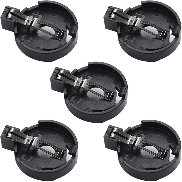 HUGFEGWE 5Pcs CR/LIR2032 2025 2016 Horizontal Coin Button Battery Holder Black Container Case CA919-114794