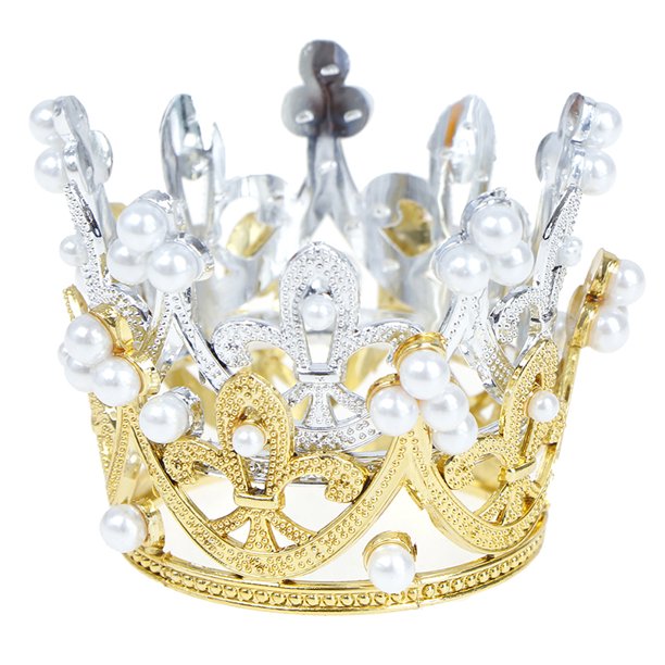 Ostrifin Mini Crown Cake Topper Crystal Pearl Tiara Children Hair ...