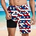 thumbnail image 2 of cllios Swim Shorts for Men Stars and Stripes Print Swim Trunks Quick Dry Pockets with Liner Drawstring Elastic Waist Shorts Mens 4th of July Swimming Trunks, 2 of 7