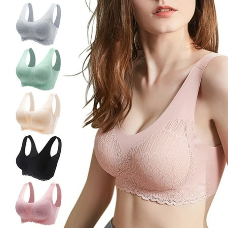 

Feiona Women Plus Size Bra Seamless Bras Underwear Beauty Lace Brassiere Push Up Bralette With Pad Vest Top Bra