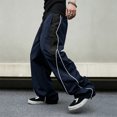 thumbnail image 2 of TOMVIGX Mens Baggy Wide Leg Pants Loose Fit Elastic Waist Drawstring Quick Dry Lounge Trousers with Pockets Streetwear Casual Track Pants, 2 of 4