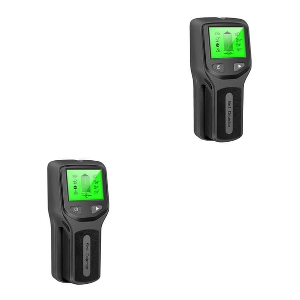 Methold 5 en 1 Stud Metal Tubería Alambre Sensor de pared Escáner LCD Detector Negro 2Conjunto