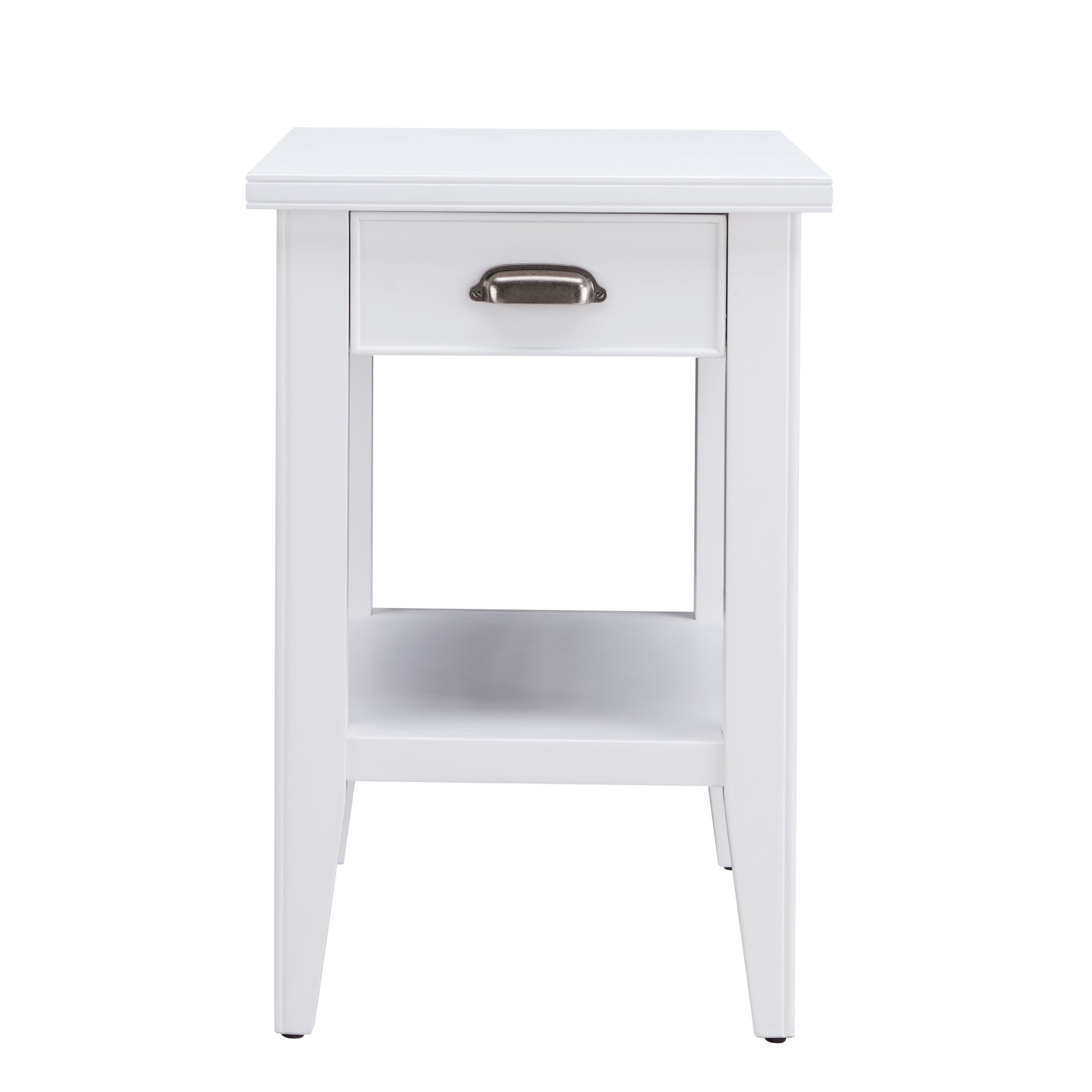 Leick Home Laurent Chairside Table with Drawer and Display Shelf, White