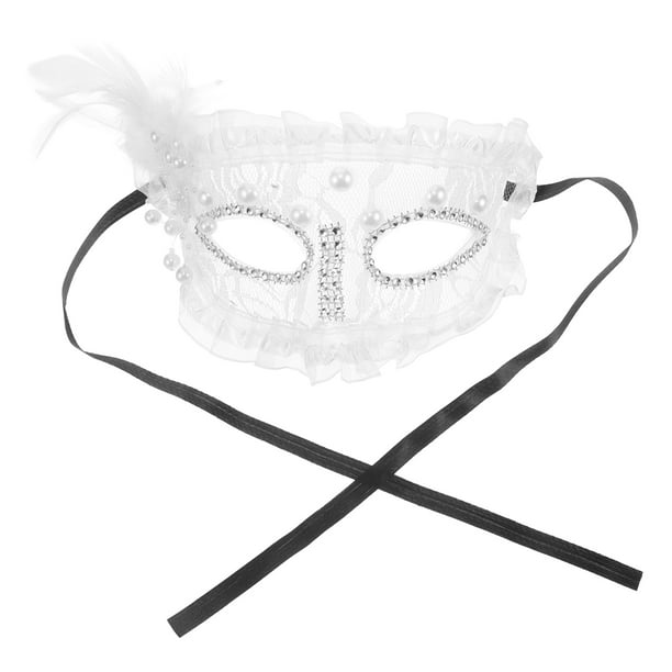 KAKOWELY Elegante máscara de encaje para mascarada para mujer, de media cara con penacho para fiestas de disfraces, decoraciones de Halloween y eventos temáticos.