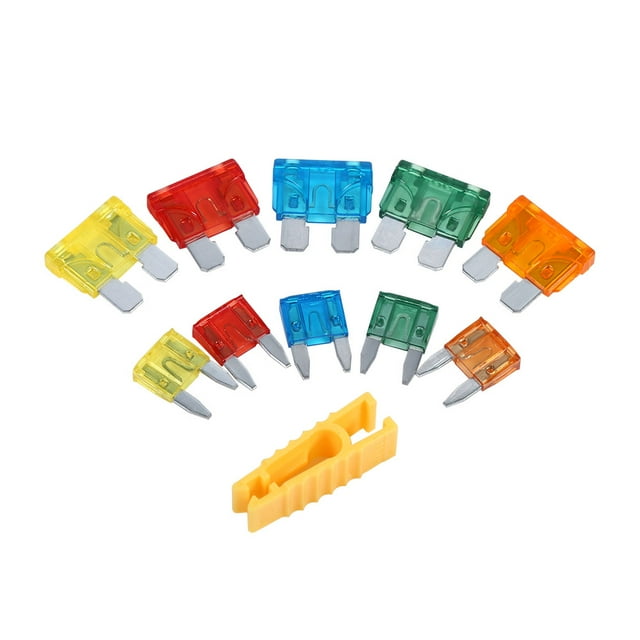 Car Accessories Automotive Fuse Kit 50 Pcs Mixed Standard Mini Blade Fuses Zinc Alloy Construction Clear Cover Color Coded Easy Installation, For Most Cars