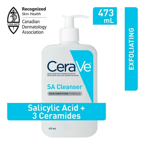 CeraVe Salicylic Acid Cleanser for Rough & Bumpy Skin, Formulated with Salicylic Acid, Hyaluronic Acid & Niacinamide to help Smooth Skin, Fragrance Free, 473mL, For smoother and softer skin