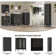 thumbnail image 6 of Narrow Bathroom Cabinet, Metal Storage Cabinet with 4 Adjustable Shelves and 2 Barn Doors,Tall Kitchen Pantry for Living Room, Home Office, Dining Room,Black, 6 of 7