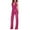 Hot Pink, variant on Women's Shiny Stand Collar Jumpsuit Straight Trousers Nightclub Wear