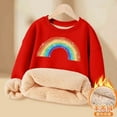 thumbnail image 3 of SonxaHe Little Girls Sweatshirt Fleece Lined Rainbow Print Long Sleeve Tshirt Child Warm Soft Cozy Winter Sweatshirts Red,Sized 5-6, 3 of 3