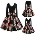 thumbnail image 2 of Vestido de fiesta de noche de Navidad con cuello en V y manga larga con estampado vintage para mujer Fridja  nbo3688, 2 of 8