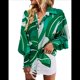thumbnail image 1 of Blusa con Estampado Floral para Mujer, Larga, Botones, Informal, Elegante, Verde, Talla L, 1 of 10