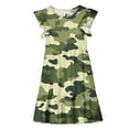 thumbnail image 5 of Nmnitkp Dresses for Girls Cute Summer Casual Floral Print Ruffle Short Sleeve Tiered Pleated Kids A-Line T-Shirt Dress Camouflage,7 Years, 5 of 8