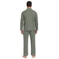 thumbnail image 3 of EA'S SECRET Mens Pajamas Set Soft 100% Cotton Notched Collar Pajamas for Men Long Sleeve Button Down Pjs Mens Sleepwear with Pockets(Army Green,L), 3 of 7