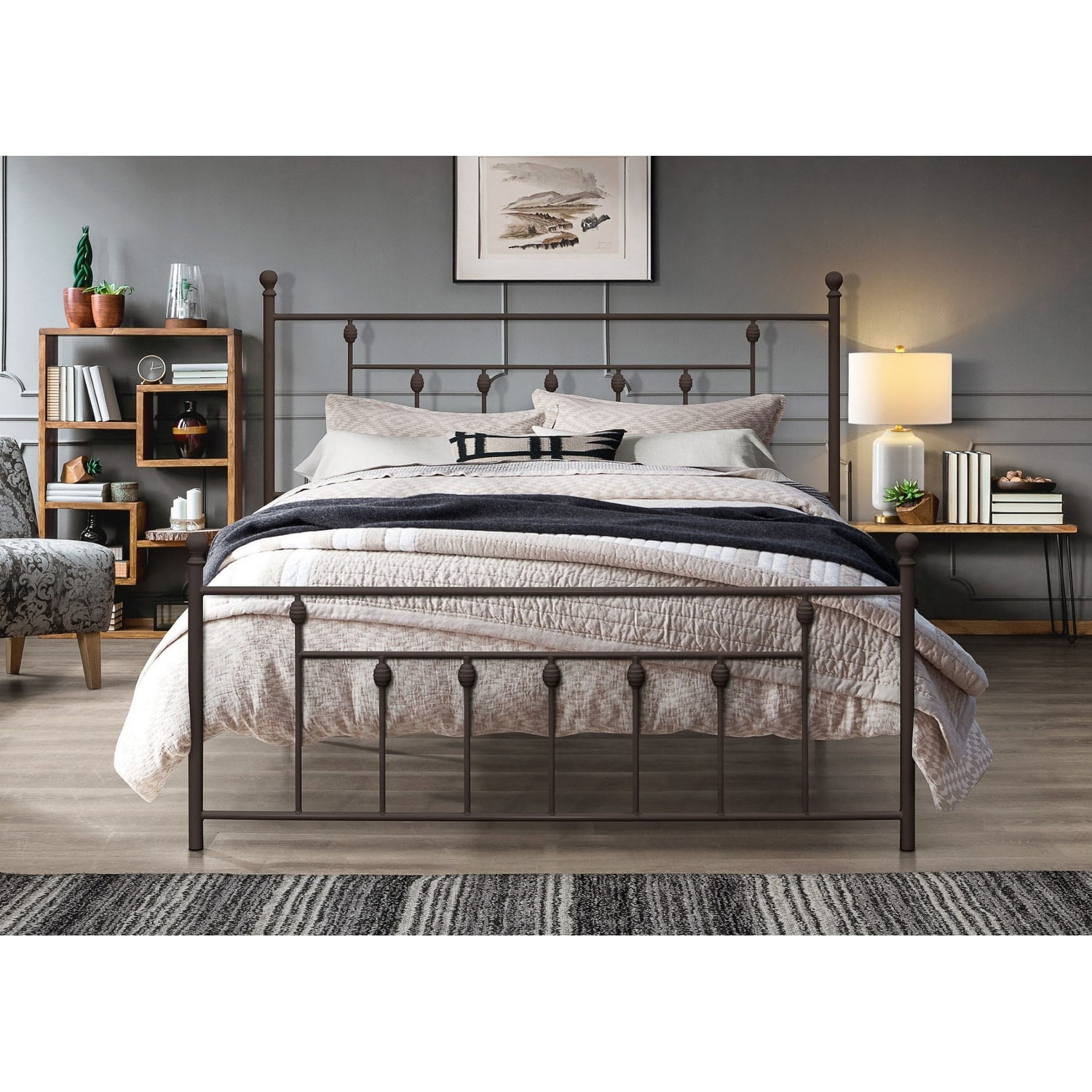 Home Design Melia Metal Platform Bed White Twin